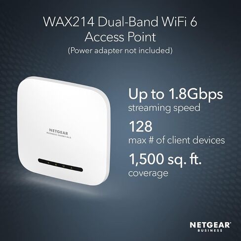 NETGEAR WiFi 6 Access Point (WAX214v2) - Dual Band PoE Access Point AX1800 Wireless Speed in Kuwait