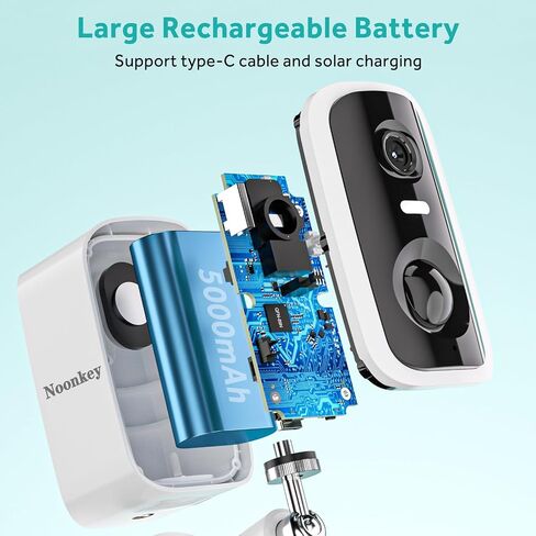 Noonkey Wireless Solar Outdoor Security Camera, 4MP Dual Band 2.4G&5G WiFi Battery Powered Cam with Spotlight Siren, Human Detection, Color Night Vision, IP65 Waterproof, Compatible with Alexa in Kuwait