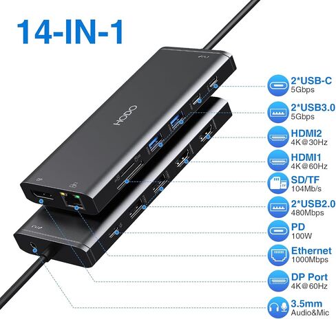 USB C Docking Station Dual Monitor for HP,Laptop Docking Station 3 Monitors in Kuwait