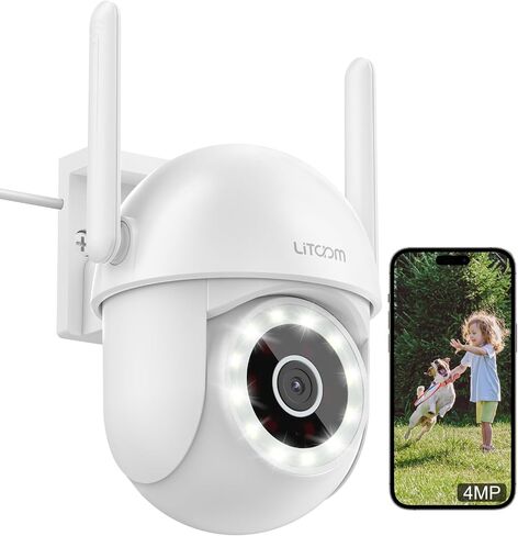 litokam 4MP Security Camera Outdoor, 2.5K Cameras for Home Security Outside with 360° PTZ, Color Night Vision, WiFi Cam with Siren, Auto Tracking & AI Motion Detection, 2-Way Talk (2 Pack) in Kuwait