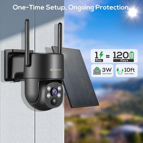 Kittyhok PT Solar Camera Security Outdoor, 2K FHD Wireless Security Camera in Kuwait