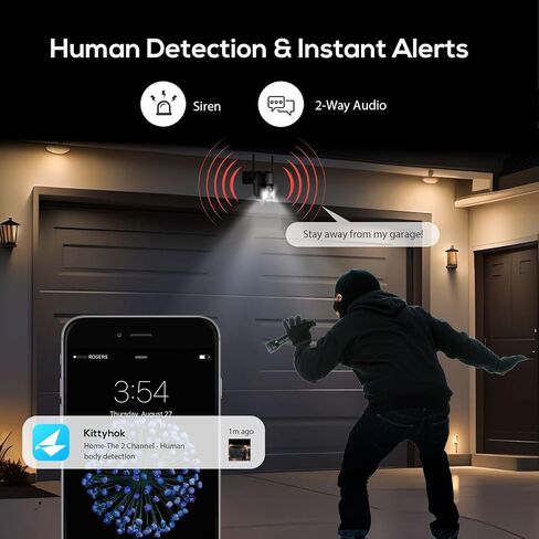 Kittyhok PT Solar Camera Security Outdoor, 2K FHD Wireless Security Camera in Kuwait