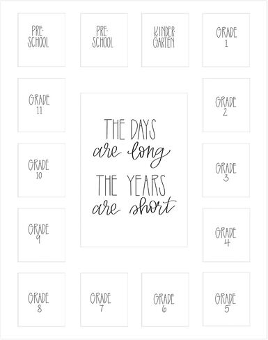 School Days Picture Mat with Multiple Openings - School Years Photo Collage - No Frame - 2 Pre-School & Kindergarten to 12th Grade (15 Photos, 2PreK - 12th White) in Kuwait