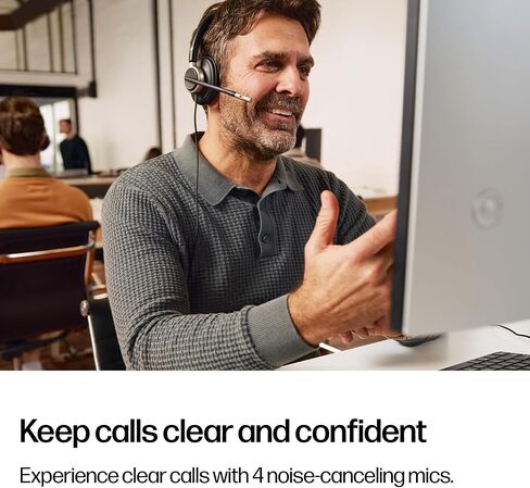 POLY HP Mission 810 USB Headset - USB-C & USB-A Plug-and-Play - AI Noise-Reducing Adjustable Boom Mic - Inline Controls - Lightweight Single-Ear Design - USB Headset with Microphone for PC in Kuwait