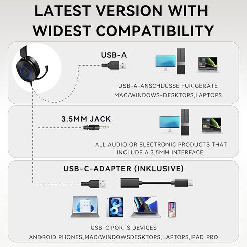 Wantek Headset with Mic, USB Headset with Microphone for PC in Kuwait