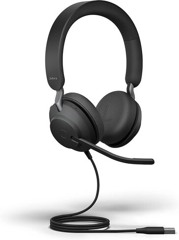 Jabra Evolve2 40 SE Wired Stereo Noise-Cancelling Headset - Features 3-Microphone Call Technology and USB-A Cable - MS Teams Certified, Works with All Other Platforms - Black (Renewed) in Kuwait