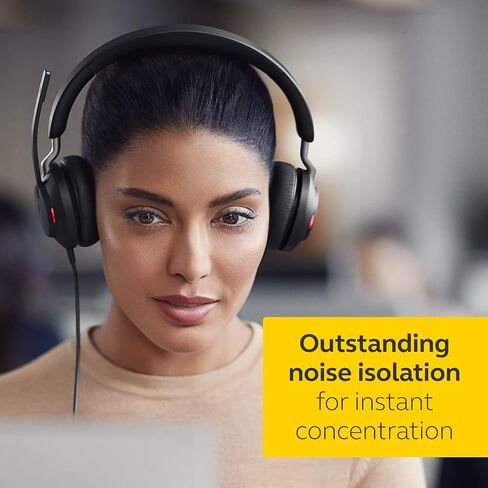 Jabra Evolve2 40 SE Wired Stereo Noise-Cancelling Headset - Features 3-Microphone Call Technology and USB-A Cable - MS Teams Certified, Works with All Other Platforms - Black (Renewed) in Kuwait