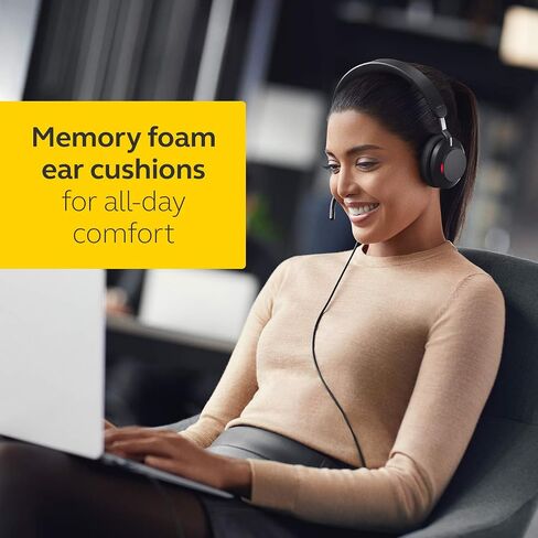 Jabra Evolve2 40 SE Wired Stereo Noise-Cancelling Headset - Features 3-Microphone Call Technology and USB-A Cable - MS Teams Certified, Works with All Other Platforms - Black (Renewed) in Kuwait