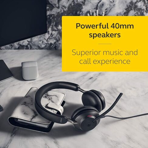 Jabra Evolve2 40 SE Wired Stereo Noise-Cancelling Headset - Features 3-Microphone Call Technology and USB-A Cable - MS Teams Certified, Works with All Other Platforms - Black (Renewed) in Kuwait