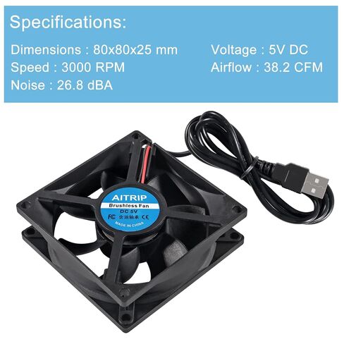 2PCS 80mm USB Fan 5V Brushless 8025 80x25mm for Cooling DIY PC Computer Case 3D Printer CPU Coolers Radiators in Kuwait