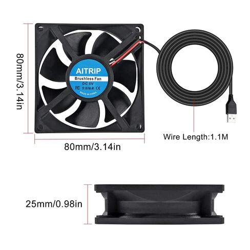 2PCS 80mm USB Fan 5V Brushless 8025 80x25mm for Cooling DIY PC Computer Case 3D Printer CPU Coolers Radiators in Kuwait