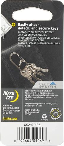 Nite IZE GS2-01-R6 G-Series Dual Chamber Carabiner, Size #2 1-Pack, Black in Kuwait
