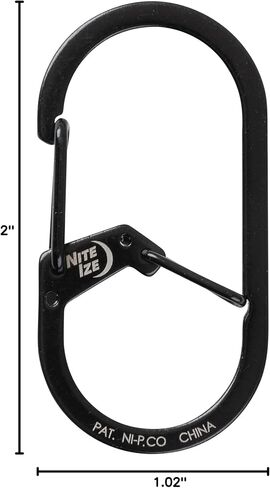 Nite IZE GS2-01-R6 G-Series Dual Chamber Carabiner, Size #2 1-Pack, Black in Kuwait