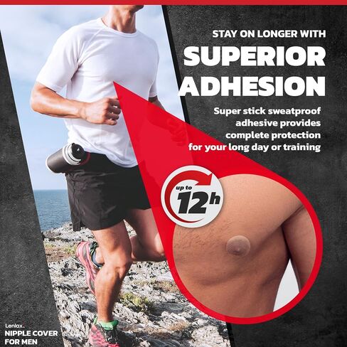 Running Nipple Covers Men - 12 Hours+ Long Lasting, Strong Adhesive Nipple Tape - No Show Under Shirt - Mens Nipple Covers in Kuwait