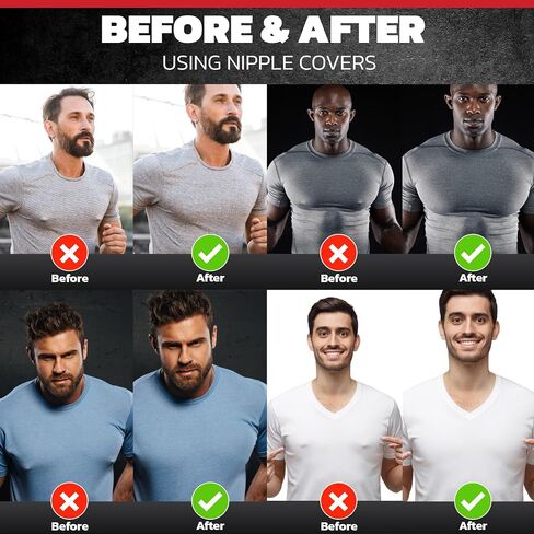 Running Nipple Covers Men - 12 Hours+ Long Lasting, Strong Adhesive Nipple Tape - No Show Under Shirt - Mens Nipple Covers in Kuwait