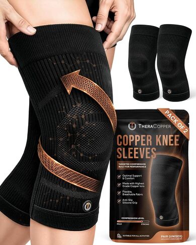 TheraCopper Copper Knee Brace for Women & Men (Large, 2 Pack) in Kuwait