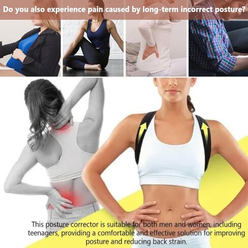 Posture Corrector for Women, Back Straightener for Men, Upper Back Support Brace, Adjustable Shoulder Corrector for Improving Back and Neck Posture Relief Pain in Kuwait