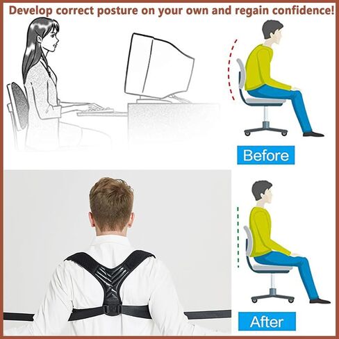 Posture Corrector for Women, Back Straightener for Men, Upper Back Support Brace, Adjustable Shoulder Corrector for Improving Back and Neck Posture Relief Pain in Kuwait