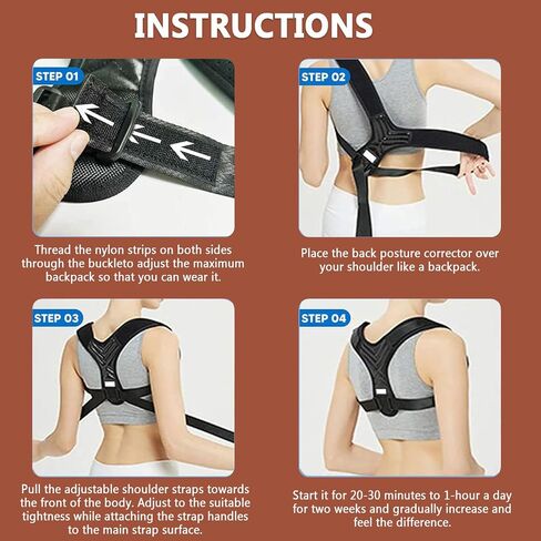 Posture Corrector for Women, Back Straightener for Men, Upper Back Support Brace, Adjustable Shoulder Corrector for Improving Back and Neck Posture Relief Pain in Kuwait