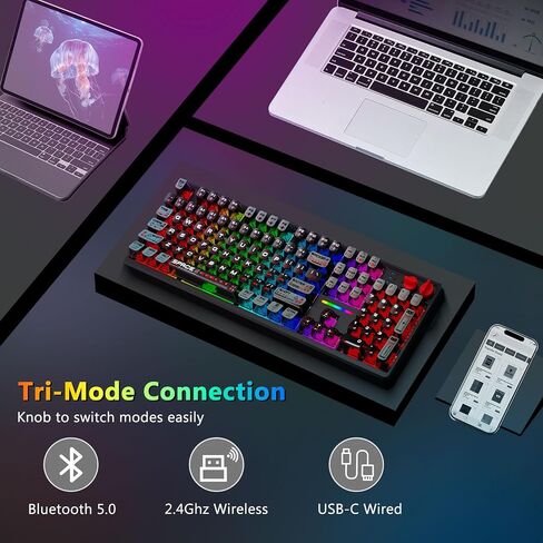 E-YOOSO Wireless Mechanical Keyboard Creamy, Cyber Mecha Style, Black in Kuwait