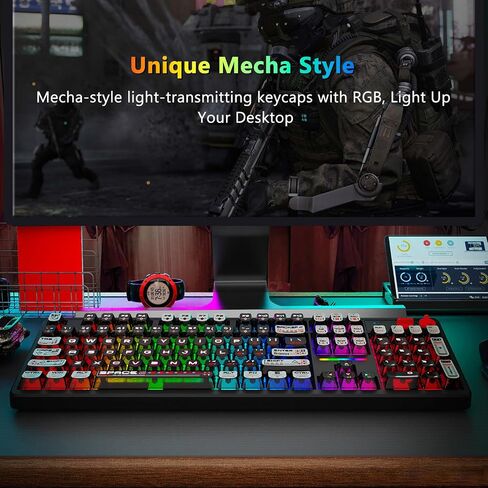 E-YOOSO Wireless Mechanical Keyboard Creamy, Cyber Mecha Style, Black in Kuwait