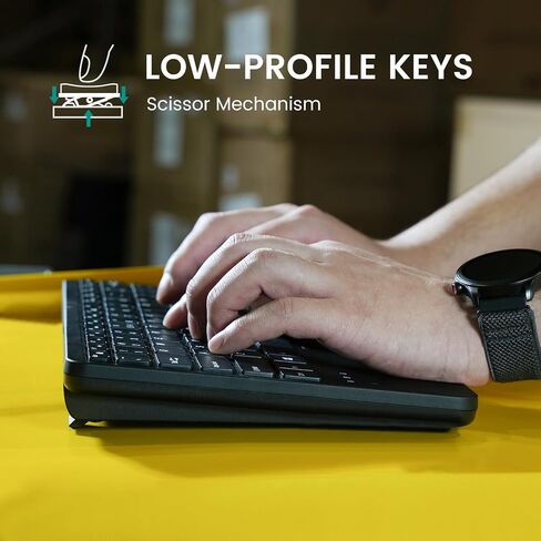 Perixx PERIBOARD-725 Wireless Keyboard with Touchpad, Multi-Device Connection via 2.4G & Bluetooth, Silent Scissor Keys, Compact 11.18x7.17x1.1 Inches, US English in Kuwait