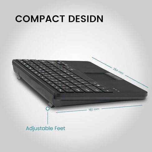 Perixx PERIBOARD-725 Wireless Keyboard with Touchpad, Multi-Device Connection via 2.4G & Bluetooth, Silent Scissor Keys, Compact 11.18x7.17x1.1 Inches, US English in Kuwait