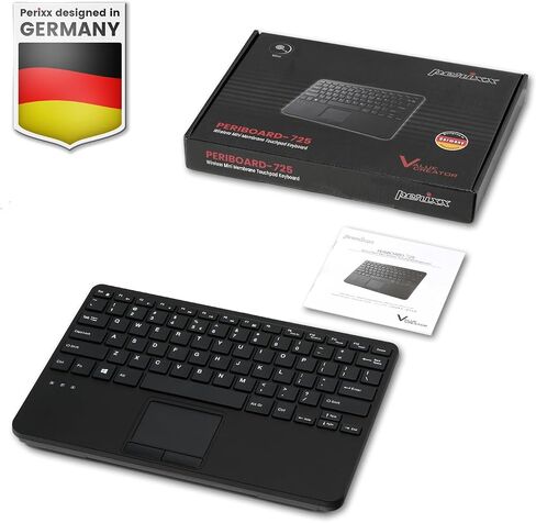 Perixx PERIBOARD-725 Wireless Keyboard with Touchpad, Multi-Device Connection via 2.4G & Bluetooth, Silent Scissor Keys, Compact 11.18x7.17x1.1 Inches, US English in Kuwait