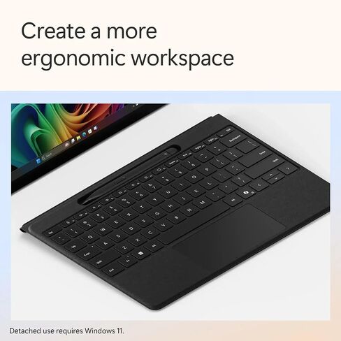 Microsoft Surface Wireless Flex Keyboard with Slim Pen for Surface Pro 11/10/9/8, Wireless Charge Pen Storage, Backlit, Alcantara Magnetic, Mechanical Keys, Copilot, Black (Renewed) in Kuwait
