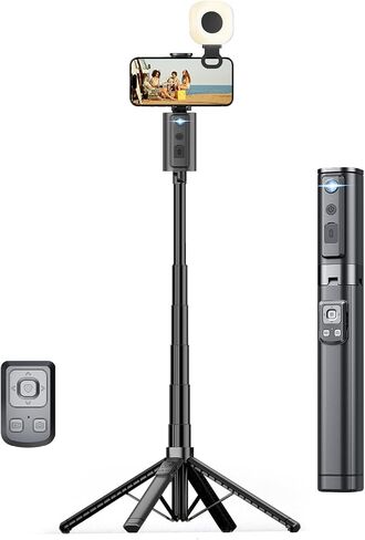 67'' Phone Selfie Tripod with 2'' Vlog Selfie Monitor Screen with Light in Kuwait