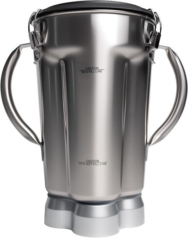 136oz Stainless Steel Replacement Container for Waring CB15 Series, 304 Food-Grade Blender Jar with Dual Stay-Cool Handles, Snap-Lock Leak-Proof Lid & Blade Assembly, Heavy-Duty OEM Alternative in Kuwait