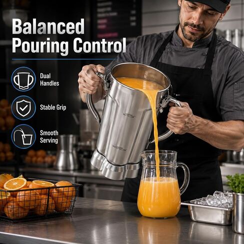 136oz Stainless Steel Replacement Container for Waring CB15 Series, 304 Food-Grade Blender Jar with Dual Stay-Cool Handles, Snap-Lock Leak-Proof Lid & Blade Assembly, Heavy-Duty OEM Alternative in Kuwait