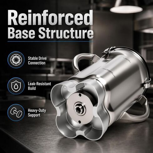 136oz Stainless Steel Replacement Container for Waring CB15 Series, 304 Food-Grade Blender Jar with Dual Stay-Cool Handles, Snap-Lock Leak-Proof Lid & Blade Assembly, Heavy-Duty OEM Alternative in Kuwait