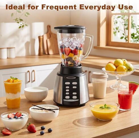 6-Cup Glass Blender Jar Replacement for Oster Osterizer Classic Series, Glass Pitcher with Blade, Base, 2 Gaskets & Lid, Blender Replacement Parts, Not Compatible with Pro, Master or Versa Models in Kuwait