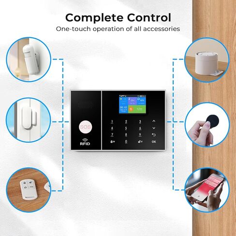 PGST Security Alarm System 99+3 Zone Auto Dial WiFi+GSM/4G Home Burglar Security Wireless GSM Alarm System Detector Sensor Kit Remote Control,Smart Life Tuya APP,NO Monthly Fees in Kuwait
