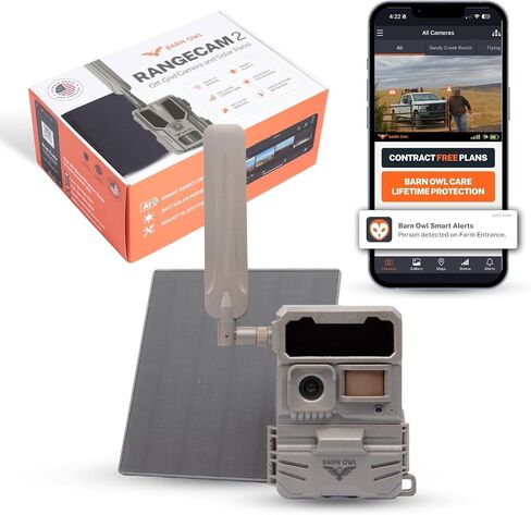 Barn Owl RangeCam Cellular Security Camera System – Off-Grid Monitoring with Solar Power, No WiFi, Works on All U.S. Networks – Farm, Ranch & Property Surveillance (RangeCam Live) in Kuwait