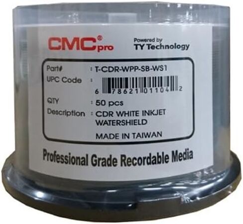 CMC Pro Taiyo Yuden 48X CDR (CD-R) 80min 700MB Water Shield White Inkjet Hub Printable [Discontinued] in Kuwait