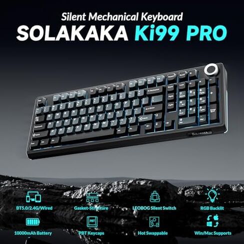 SOLAKAKA KI99 and SM520, Wireless Keyboard and Mouse Combo for Gaming (KI99 BlackBlue & SM520 Black) in Kuwait