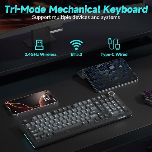 SOLAKAKA KI99 and SM520, Wireless Keyboard and Mouse Combo for Gaming (KI99 BlackBlue & SM520 Black) in Kuwait