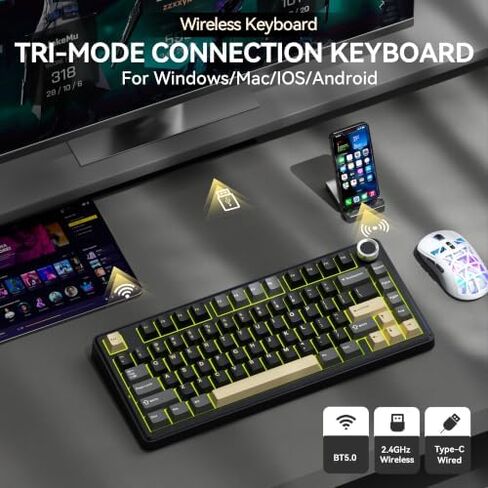 SOLAKAKA A75 and SM900, Wireless Keyboard and Mouse Combo for PC (Black) in Kuwait