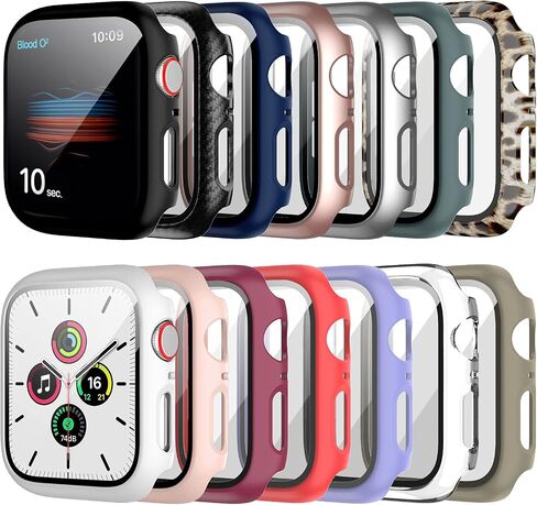 14 Pack Apple Watch Case with Tempered Glass Screen Protector for Apple Watch SE 44mm Series 6/5/4,Anotch Full Coverage Hard PC Protective Cover HD Ultra-Thin Guard Bumper for iWatch 44mm Accessories in Kuwait