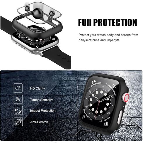 14 Pack Apple Watch Case with Tempered Glass Screen Protector for Apple Watch SE 44mm Series 6/5/4,Anotch Full Coverage Hard PC Protective Cover HD Ultra-Thin Guard Bumper for iWatch 44mm Accessories in Kuwait