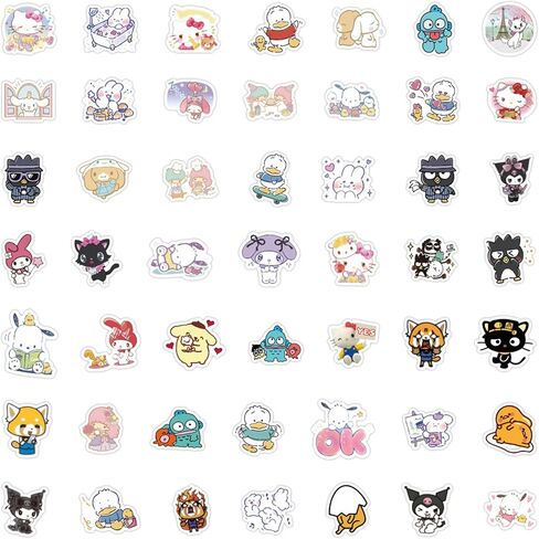 100Pcs Mixed Manga Stickers Cool Cartoon Animal Stickers, Vinyl Waterproof Manga Sticker for Laptop, Guitar, Water Bottle, Birthday Gifts for Girls, Kids, Teens in Kuwait