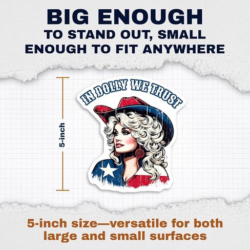 in Dolly We Trust Memorial Sticker, Dolly Parton Design for Laptop, Car Window, Locker, Tumbler, Water Bottle, Notebook, Hard Hat, 2-Pack 5-Inch Vinyl Stickers - EPLS0199 in Kuwait