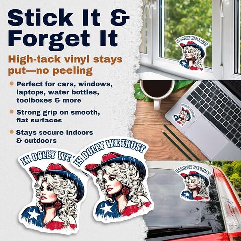 in Dolly We Trust Memorial Sticker, Dolly Parton Design for Laptop, Car Window, Locker, Tumbler, Water Bottle, Notebook, Hard Hat, 2-Pack 5-Inch Vinyl Stickers - EPLS0199 in Kuwait