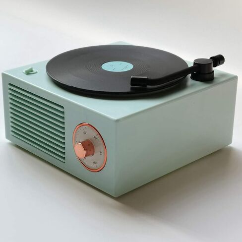 Vinyl Record Player Style Bluetooth Speaker Old Fashioned Classic Style Green Cute Look Gift for Girls Bass Enhancement Loud Volume Speaker by Wetocke in Kuwait