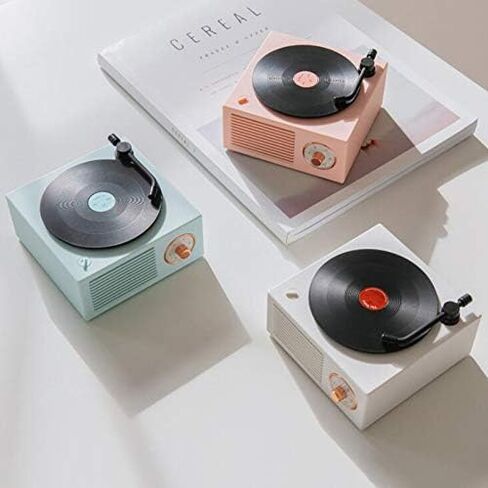 Vinyl Record Player Style Bluetooth Speaker Old Fashioned Classic Style Green Cute Look Gift for Girls Bass Enhancement Loud Volume Speaker by Wetocke in Kuwait