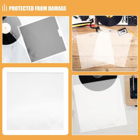 PRETYZOOM 24pcs Plastic Vinyl Record Sleeves for Album Storage, Tear-Resistant and Lightweight Protective Outer Covers for Vinyl Records, Simple White Design Suitable for Collection in Kuwait