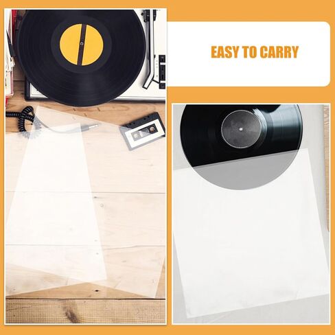 SHINEOFI 24pcs Vinyl Record Protective Outer Sleeves Plastic Covers for Albums with Waterproof Tear-Resistant Material, Portable Vinyl Record Storage Sleeves for Travel and Collection, in Kuwait