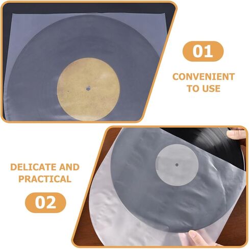 Inch Vinyl Record Sleeves Easy Sealing Protective Album Covers and Sturdy Plastic Material with Anti-Static Design 100pcs for Vinyl Record Storage and Preservation in Kuwait